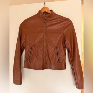 Women's Brown Faux Leather Jacket
